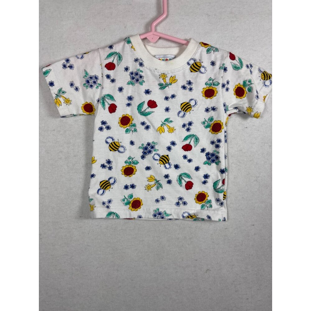 Baby T-Shirt With Cute Bees & Floral Print 12M By Pipiniko 100%‎ Cotton